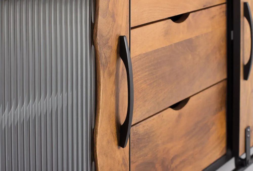 Sideboards - Sideboard in mango wood and black metal - GINER Y COLOMER