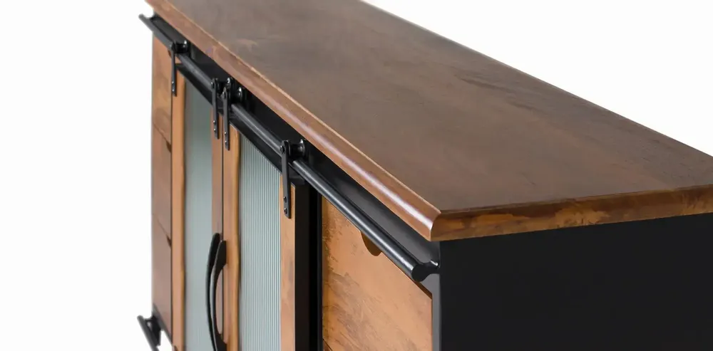 Sideboards - Sideboard in mango wood and black metal - GINER Y COLOMER