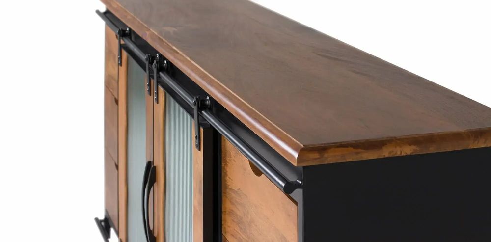 Sideboards - Sideboard in mango wood and black metal - GINER Y COLOMER