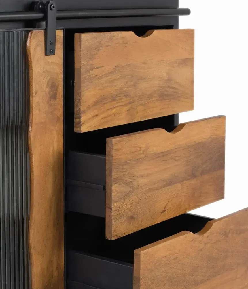 Sideboards - Sideboard in mango wood and black metal - GINER Y COLOMER