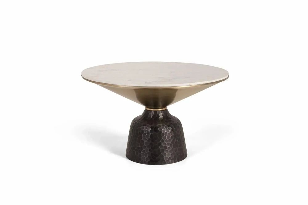 Tables basses - Table basse marbre blanc et métal noir - GINER Y COLOMER