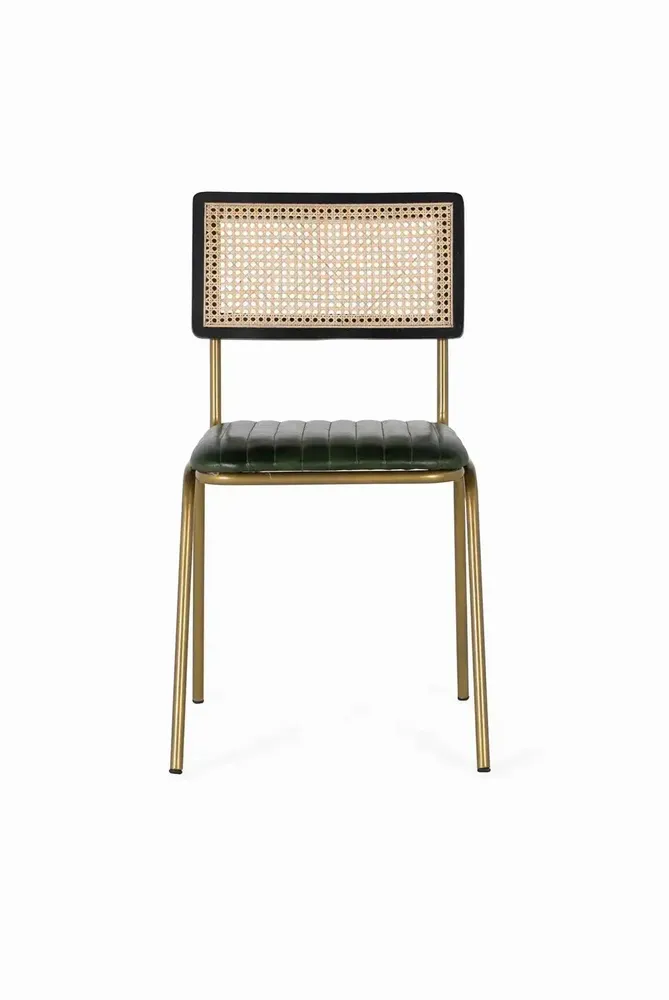 Chaises - Lot de 2 chaises en cuir et rotin - GINER Y COLOMER