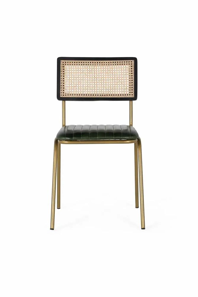 Chaises - Lot de 2 chaises en cuir et rotin - GINER Y COLOMER