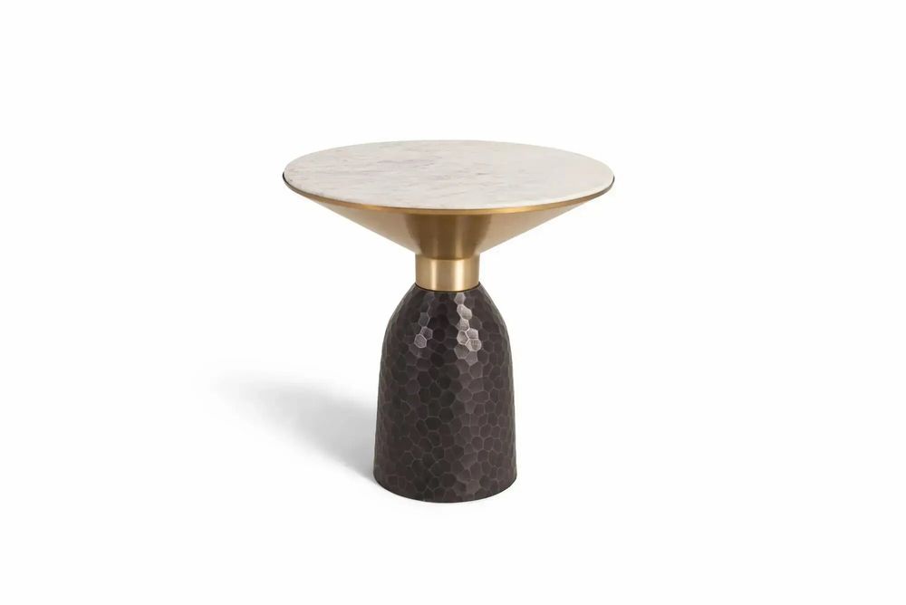Tables basses - Table basse marbre blanc et métal noir - GINER Y COLOMER