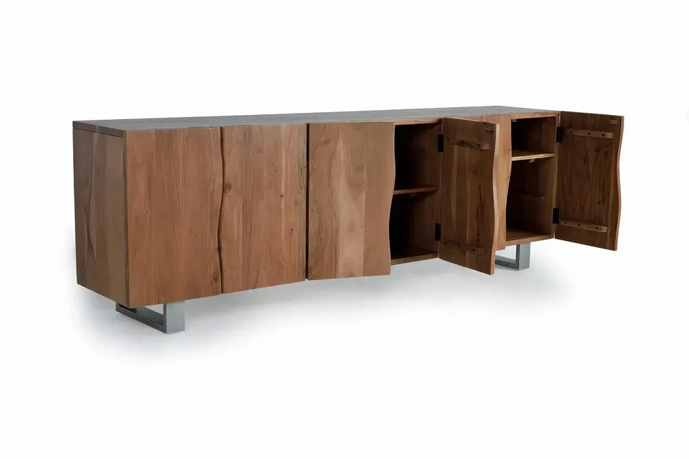 Sideboards - Acacia wood and metal sideboard - GINER Y COLOMER