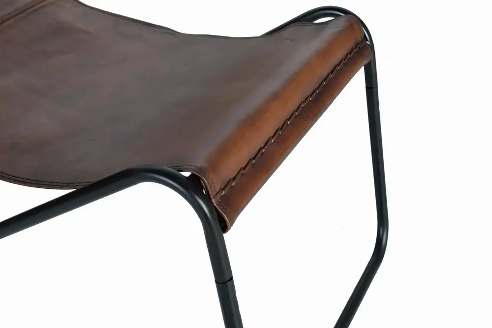 Armchairs - Set of two armchairs in brown leather and metal - GINER Y COLOMER