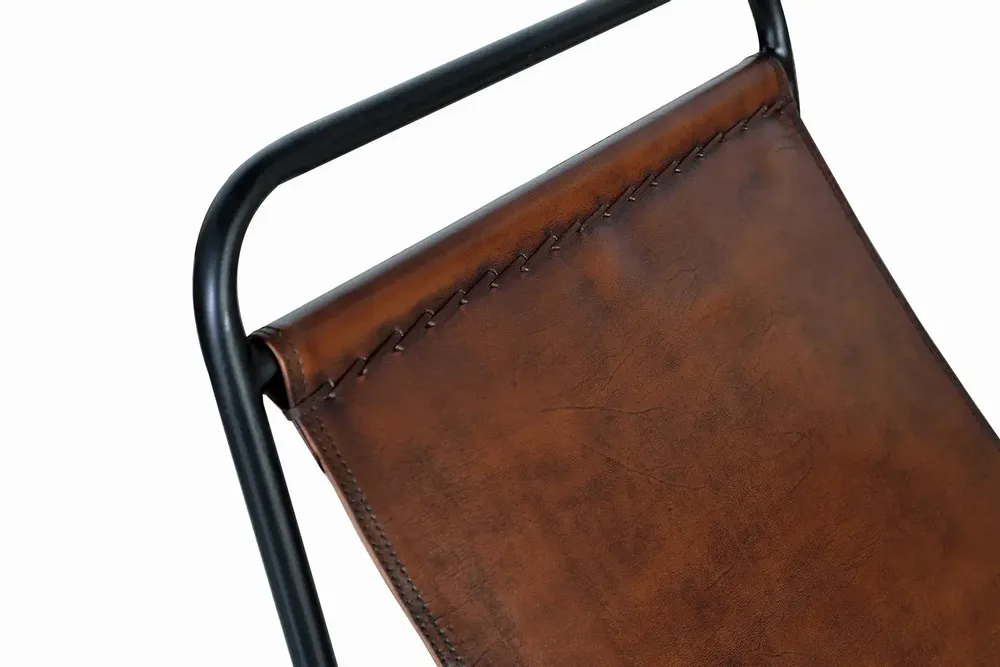 Armchairs - Set of two armchairs in brown leather and metal - GINER Y COLOMER