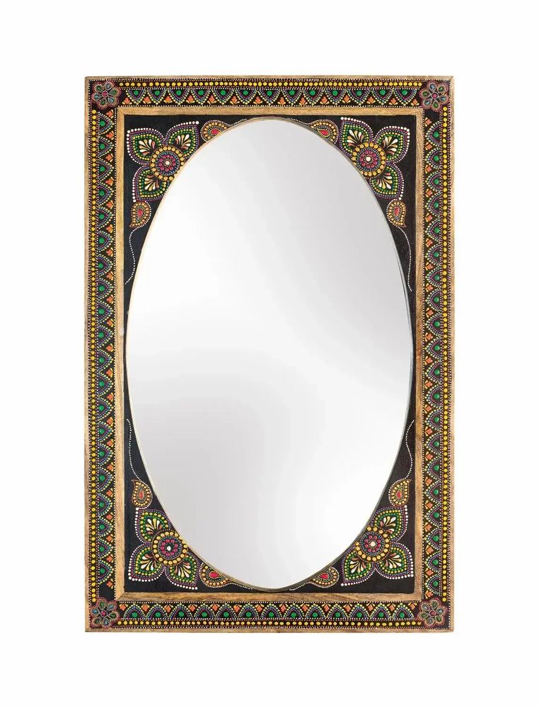 Mirrors - Multicolored mango wood mirror 90x60cm - GINER Y COLOMER
