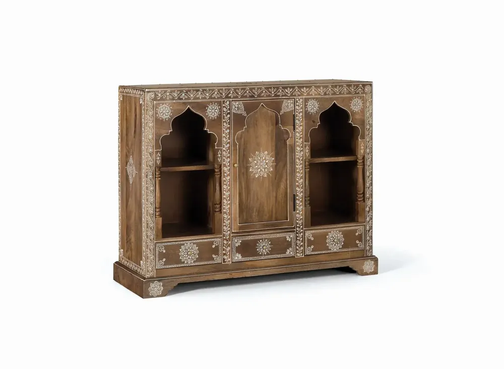 Consoles - Console en bois manguier avec teinte naturelle et blanche - GINER Y COLOMER