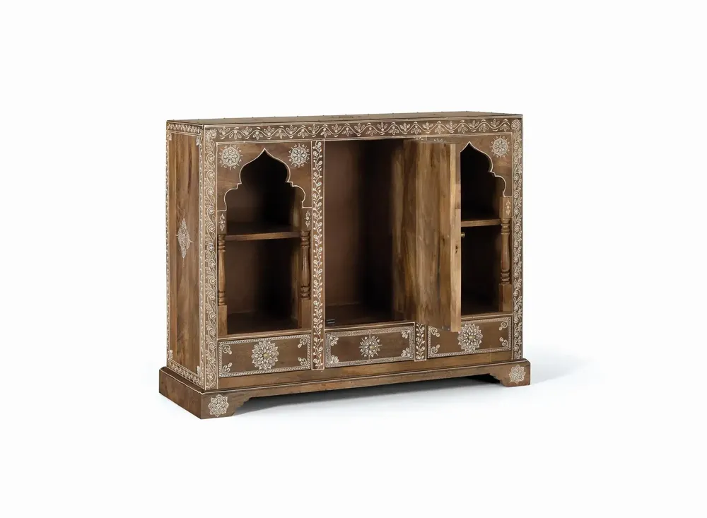Consoles - Console en bois manguier avec teinte naturelle et blanche - GINER Y COLOMER