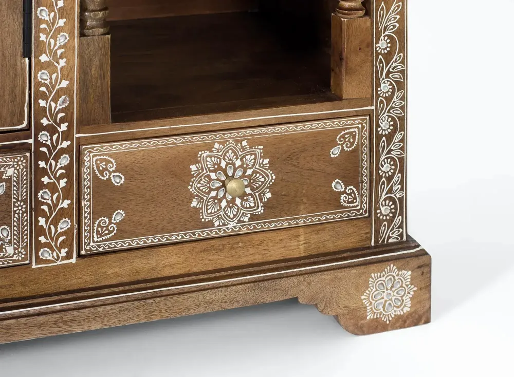 Consoles - Console en bois manguier avec teinte naturelle et blanche - GINER Y COLOMER