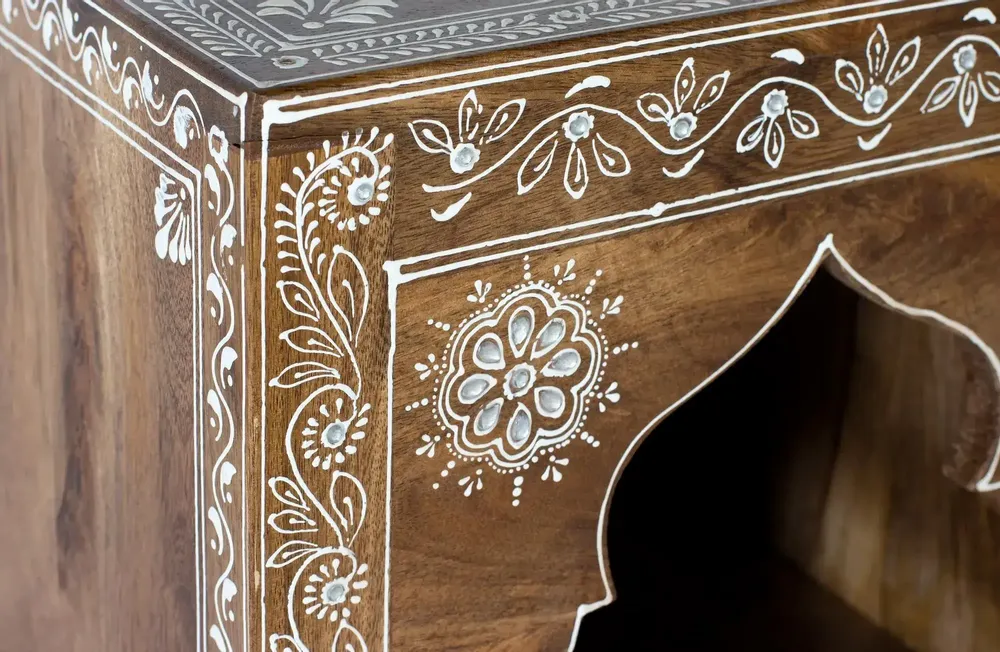 Consoles - Console en bois manguier avec teinte naturelle et blanche - GINER Y COLOMER