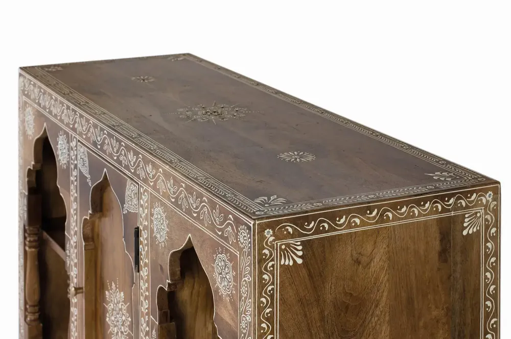 Consoles - Console en bois manguier avec teinte naturelle et blanche - GINER Y COLOMER