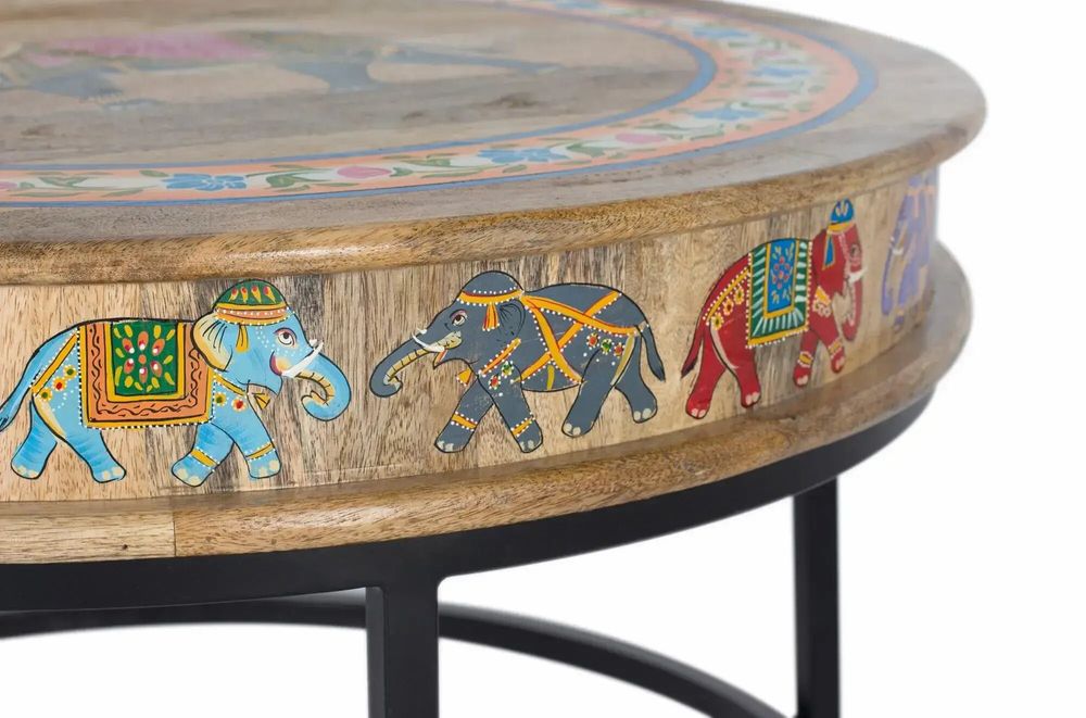 Coffee tables - Mango wood and metal coffee table - GINER Y COLOMER