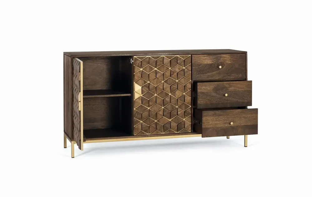 Sideboards - Mango wood and metal sideboard - GINER Y COLOMER