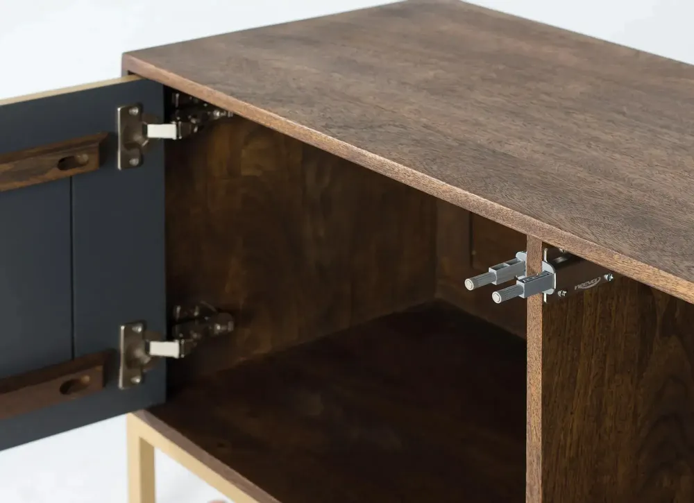 TV stands - TV cabinet in mango wood, walnut and gold metal - GINER Y COLOMER