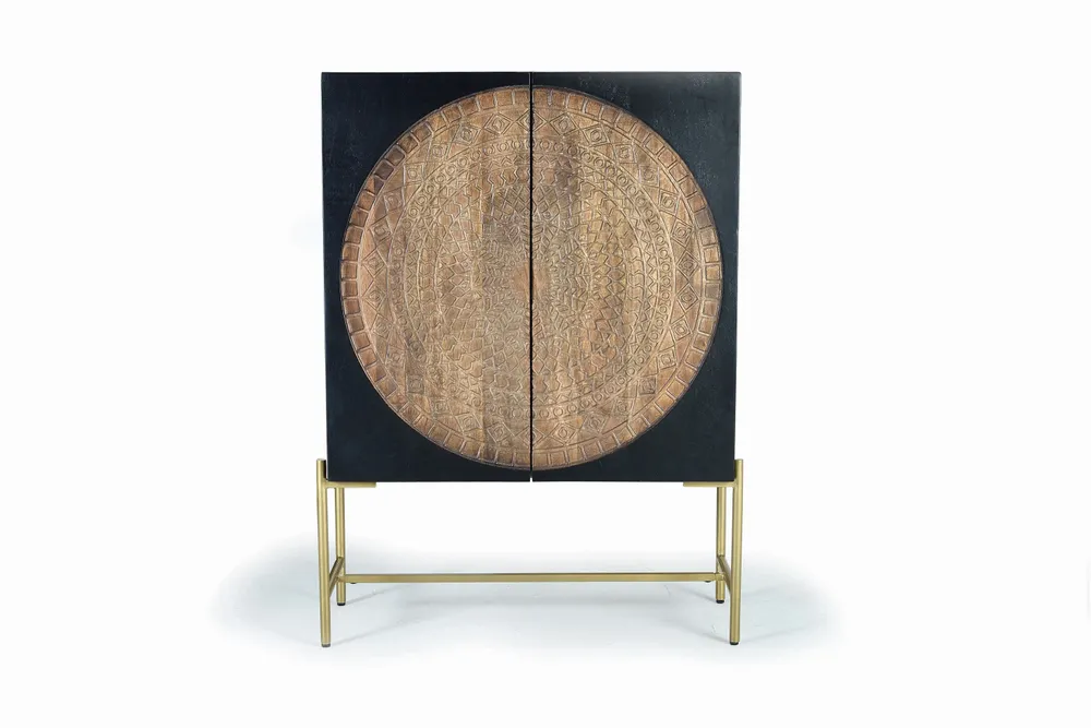 Wardrobe - Wardrobe in mango wood and gold metal - GINER Y COLOMER
