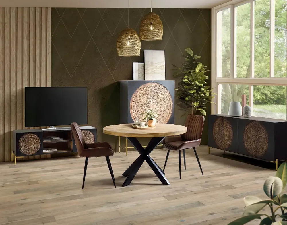 Wardrobe - Wardrobe in mango wood and gold metal - GINER Y COLOMER
