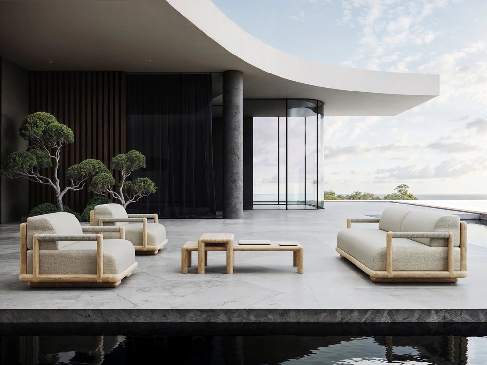 Lawn sofas - Caleo-natural Lounge Set - SNOC