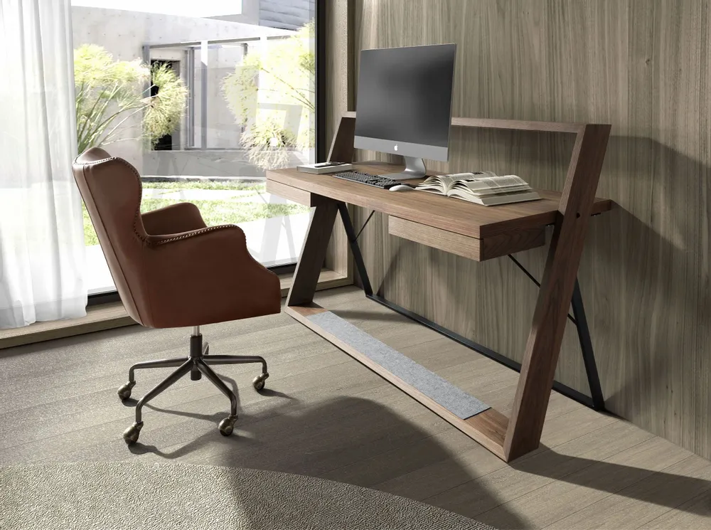 Mobilier et rangements pour bureau - Bureau en bois de noyer et acier noir - ANGEL CERDÁ