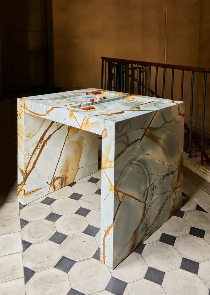 Tables de jeux - Backgammon Jamileh – Table de jeu sculpturale en marbre ou onyx - LIVINGSTONE