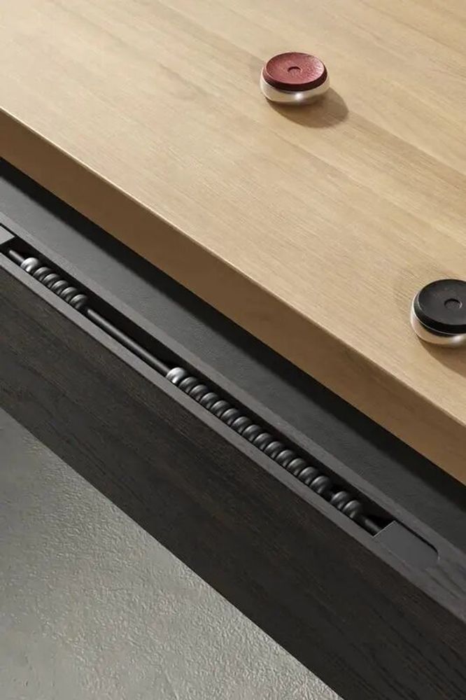 Game tables - Shuffleboard Table — Solid oak, leather and cast iron game table - LIVINGSTONE