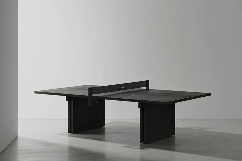 Game tables - Ping Pong Table — Ping pong table made of wood, leather and cast iron - LIVINGSTONE