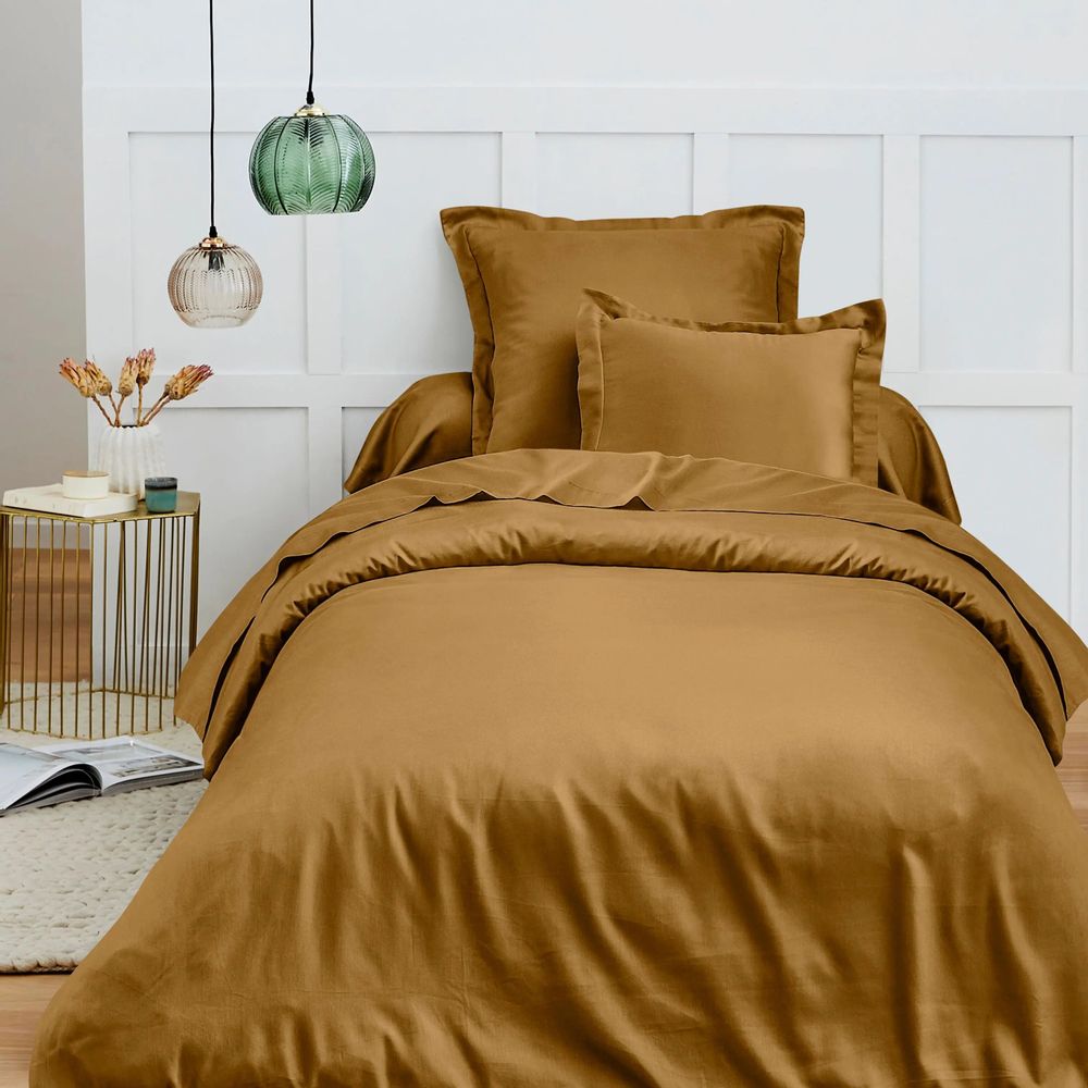 Linge de lit - Housse de couette 100% Coton 140 x 200 cm Caramel - COTON PUR