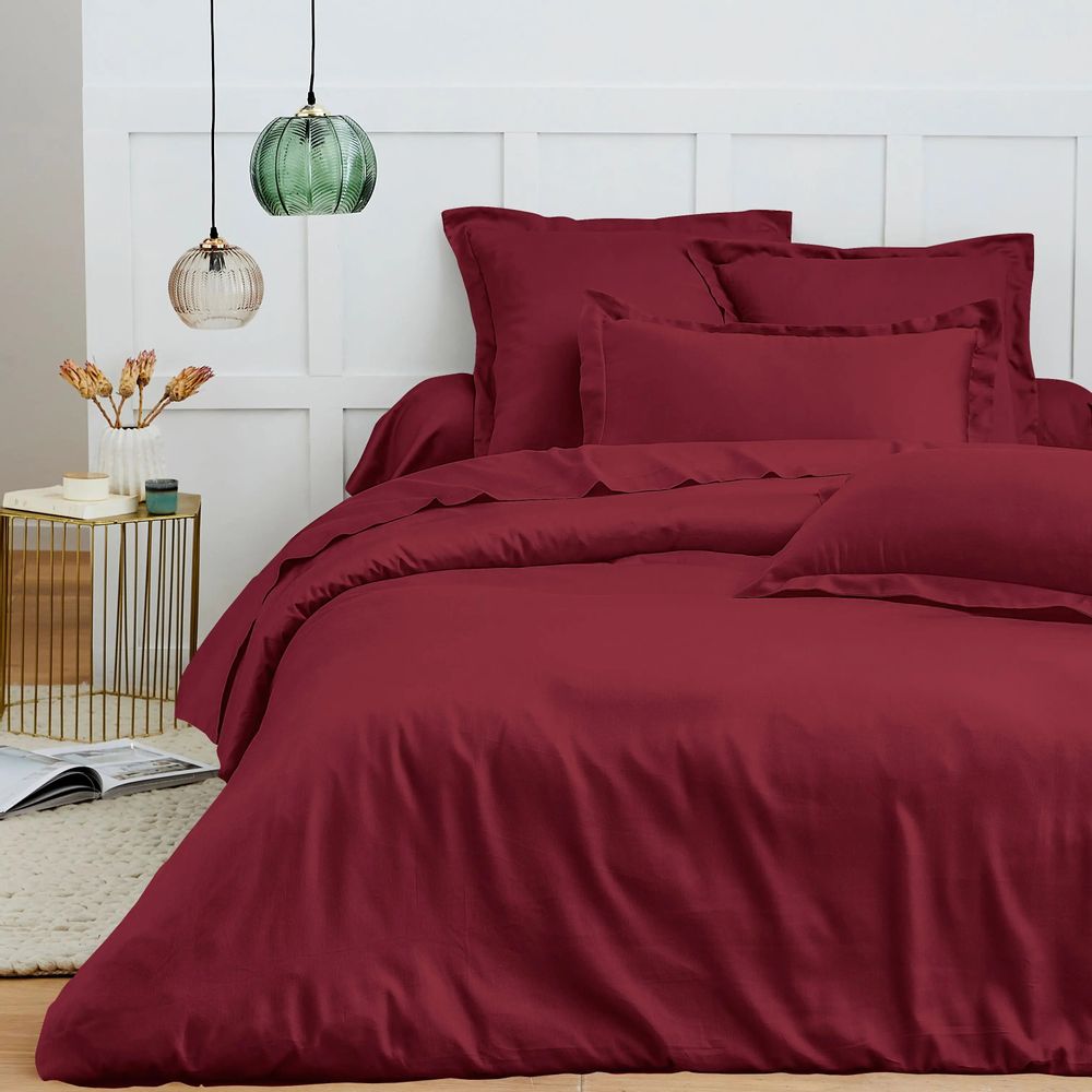 Linge de lit - Housse de couette 100% Coton 240 x 220 cm Grenat - COTON PUR