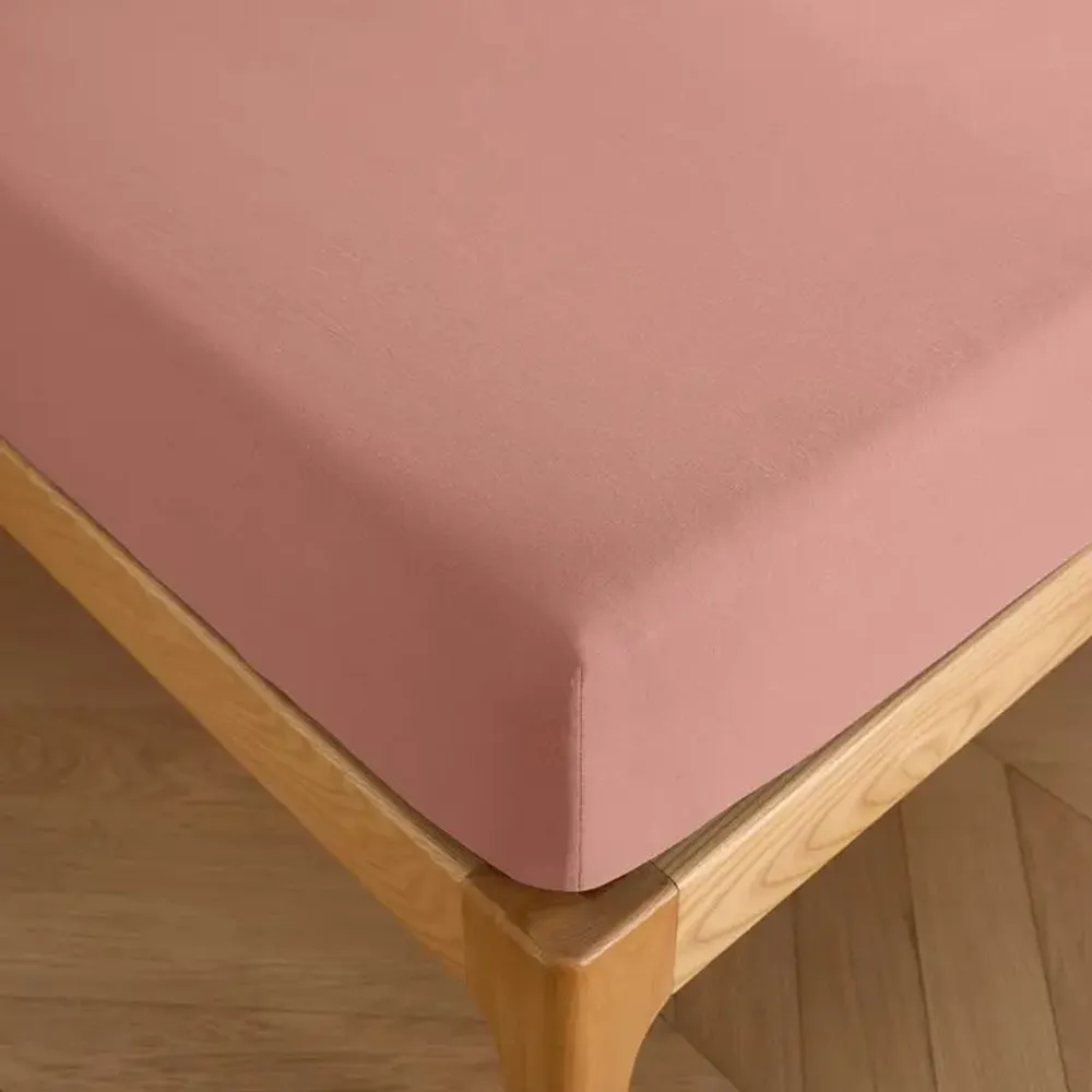 Linge de lit - Drap housse 100% Coton 140 x 190 cm Vieux Rose - COTON PUR