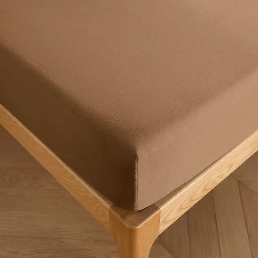 Linge de lit - Drap housse 100% Coton 140 x 190 cm Taupe - COTON PUR