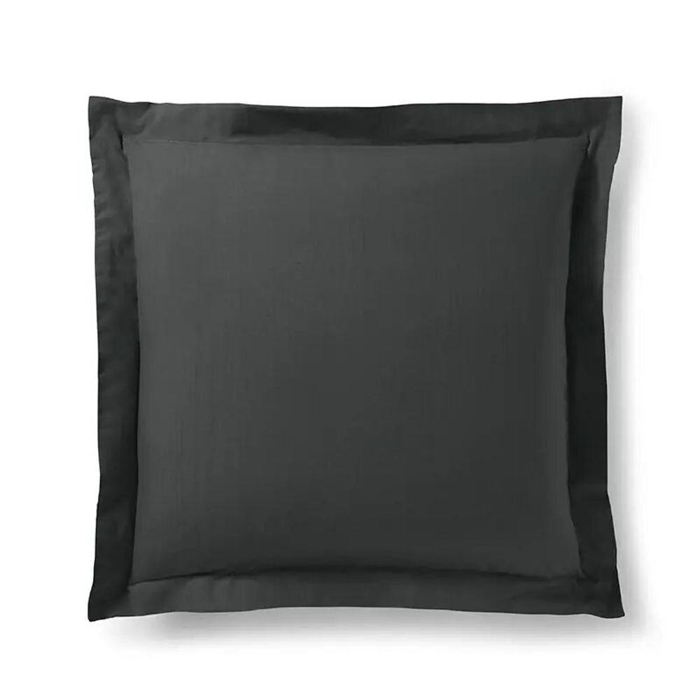 Bed linens - 100% Cotton Pillowcase Flat Ruffle Quilted 63 x 63 cm Truffle - COTON PUR