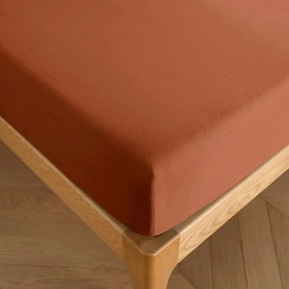 Linge de lit - Drap housse 100% Coton 160 x 200 cm Paprika - COTON PUR