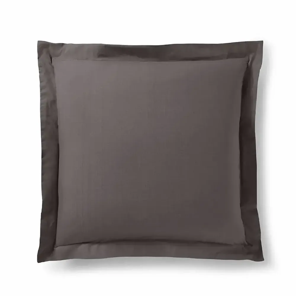 Bed linens - Pillowcase 100% Cotton Volant flat piqué 63 x 63 cm Slate - COTON PUR