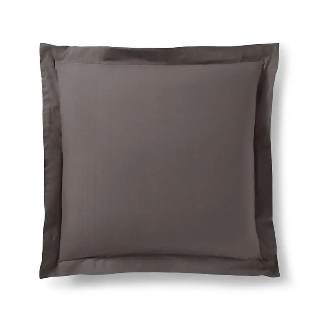 Linge de lit - Taie d'oreiller 100% Coton Volant plat piqué 63 x 63 cm Ardoise - COTON PUR
