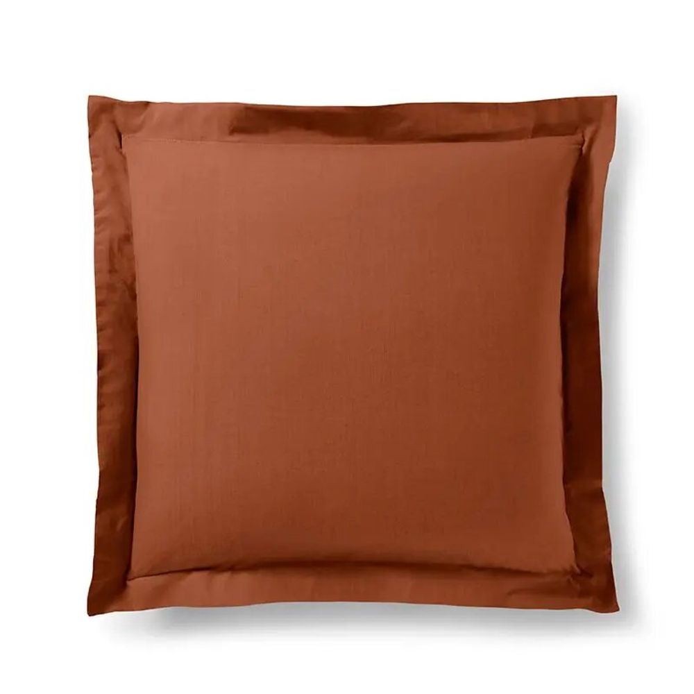 Linge de lit - Taie d'oreiller 100% Coton Volant plat piqué 63 x 63 cm Paprika - COTON PUR
