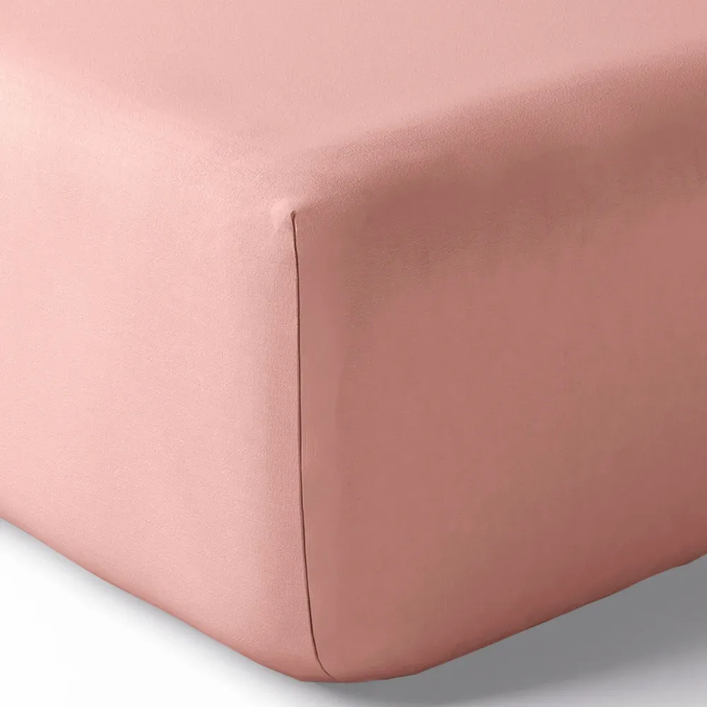 Bed linens - Percale fitted sheet 90 x 190 cm Pure Combed Cotton Long Fibers 80 Thread Count/cm² Powder pink - COTON PUR