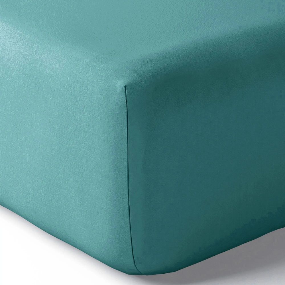Bed linens - Percale Fitted Sheet 140 x 190 cm Pure Combed Long Fiber Cotton 80 Thread Count/cm² Peacock - COTON PUR