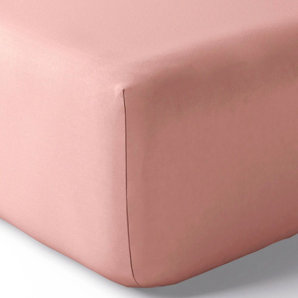 Bed linens - Percale Fitted Sheet 140 x 190 cm Pure Combed Long Staple Cotton 80 Thread Count/cm² Powder Pink - COTON PUR