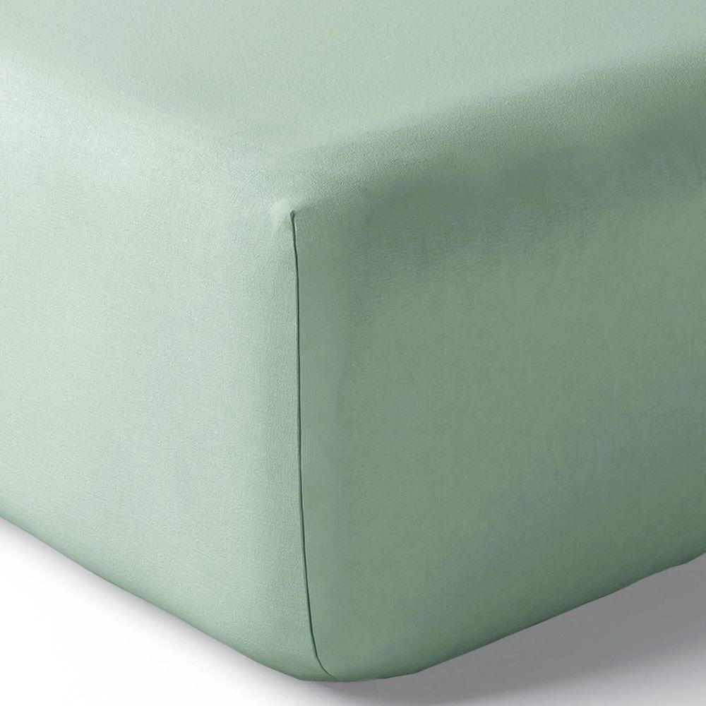 Bed linens - Percale Fitted Sheet 160 x 200 cm Pure Combed Long Fiber Cotton 80 Threads/cm² Celadon - COTON PUR
