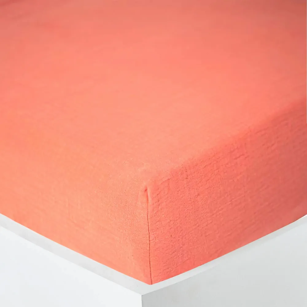 Bed linens - Cotton Gauze Fitted Sheet 180 x 200 cm Blush - COTON PUR