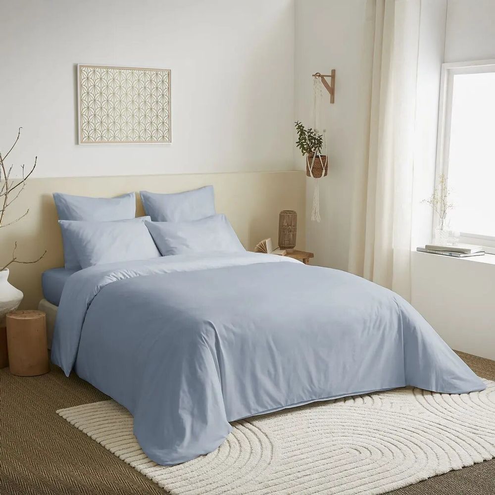 Linge de lit - Pack Complet Housse de couette Unicolore 220 x 240 cm - Drap housse 160 x 200 cm - 100% Coton 57 Fils - COTON PUR