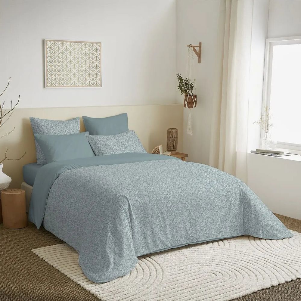 Bed linens - Complete Pack Printed Duvet Cover 220 x 240 cm - Fitted Sheet 160 x 200 cm - 100% Cotton 57 Threads - COTON PUR