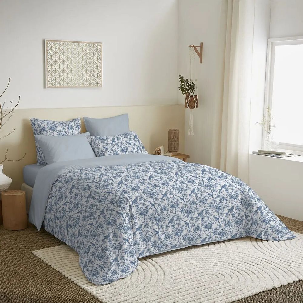 Bed linens - Complete Pack Printed Duvet Cover 240 x 260 cm - Fitted Sheet 180 x 200 cm King Size - 100% Cotton 57 Thread Count - COTON PUR