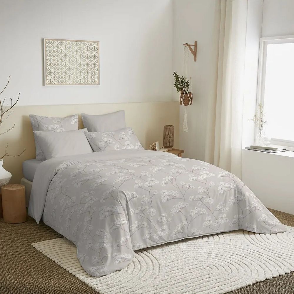 Linge de lit - Pack Complet Housse de couette Imprimé 220 x 240 cm - Drap housse 160 x 200 cm - 100% Coton 57 Fils - COTON PUR