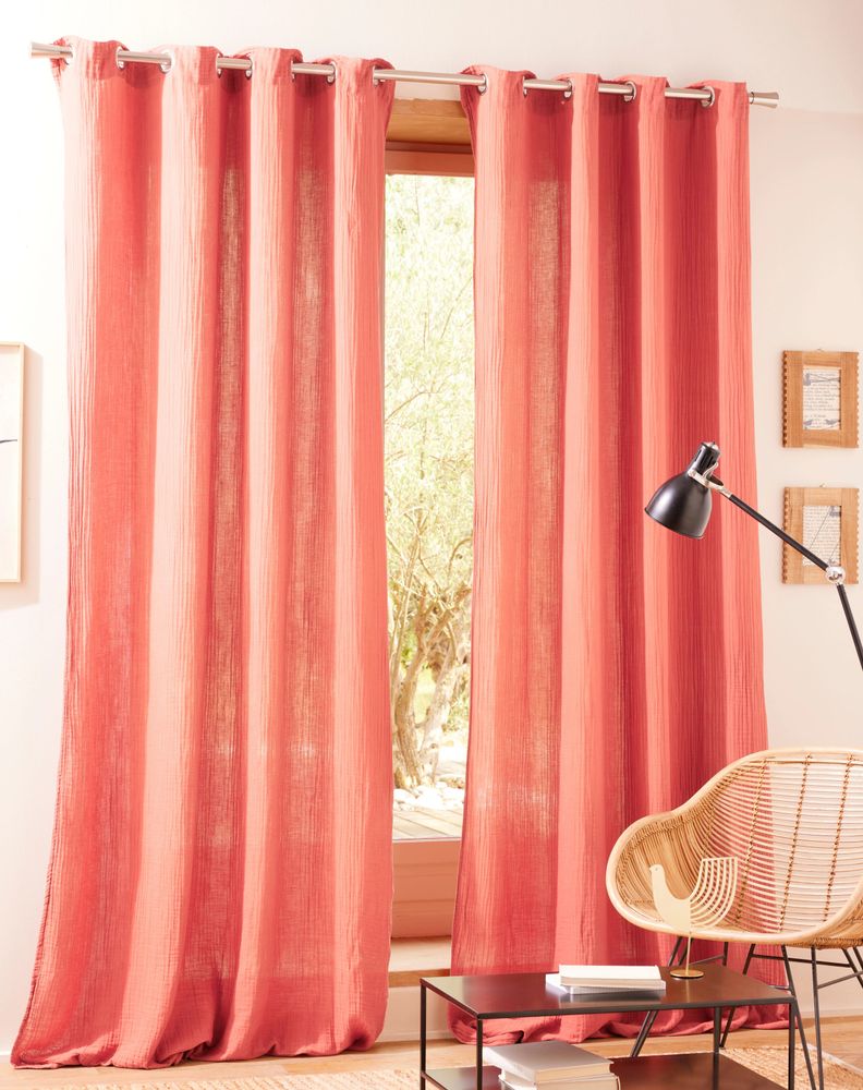 Rideaux et voilages - Paire de Rideaux 140 x 260 cm Gaze de Coton Blush - COTON PUR