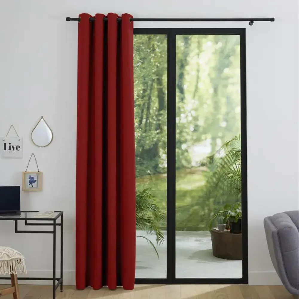 Rideaux et voilages - Rideau Occultant 140 x 260 cm Cerise - COTON PUR