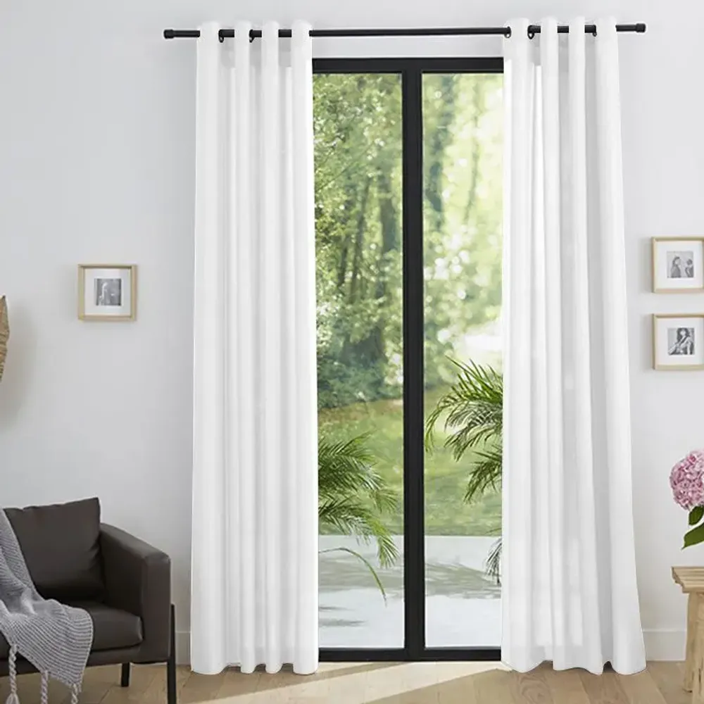 Curtains and window coverings - Pair of “Linen Effect” Eyelet Curtains 140 x 260 cm Moonlight Snow deco - COTON PUR