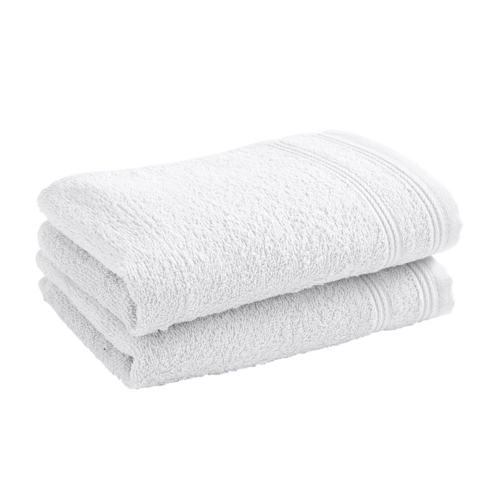 Serviettes de bain - Lot de 2 Serviettes Invite Eponge 100% Coton "Spa" 30 x 50 cm Neige - COTON PUR