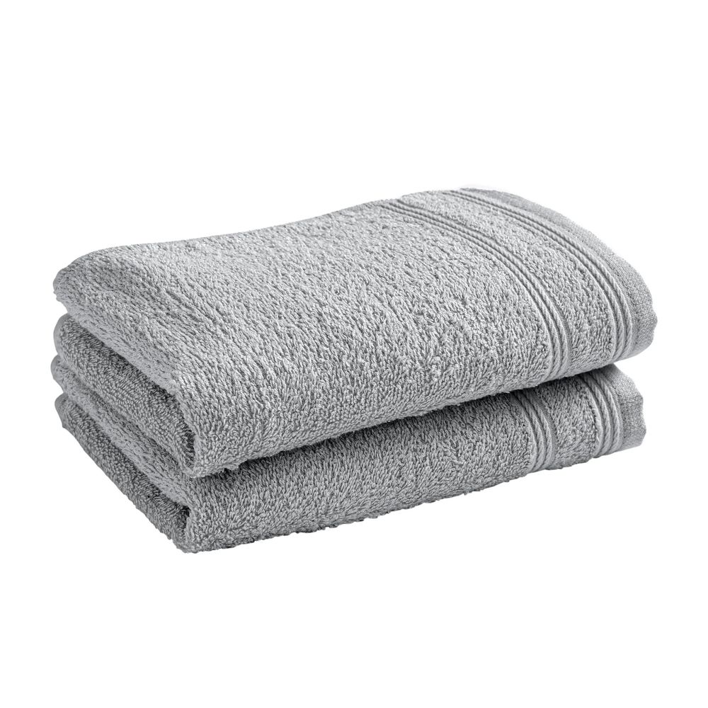 Serviettes de bain - Lot de 2 Serviettes Invite Eponge 100% Coton "Spa" 30 x 50 cm Perle - COTON PUR